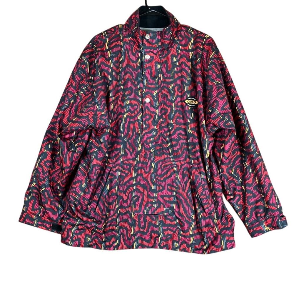 Vintage Odlo Mens Jacket Multicolor Anorak Windbreaker Pullover 1/4 Button M